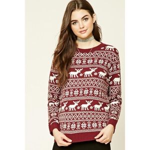 FOREVER21 Burgundy cream Sweater